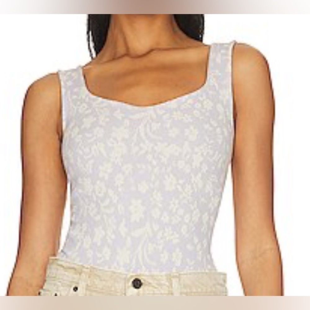 Free People Floral Bodysuit in Lavender and Cream size XS/S NWT